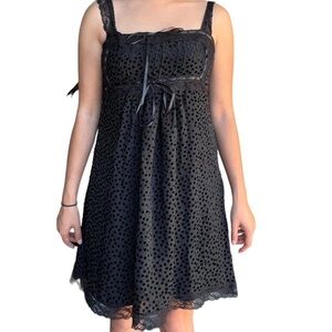 VINTAGE Betsy Johnson Y2K 1990s Velvet Lace Silk ballerinacore Dress Size 4